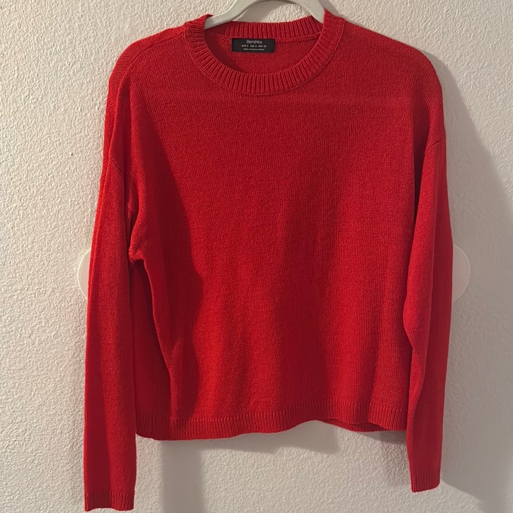Bershka Vibrant Red Crew Neck Sweater